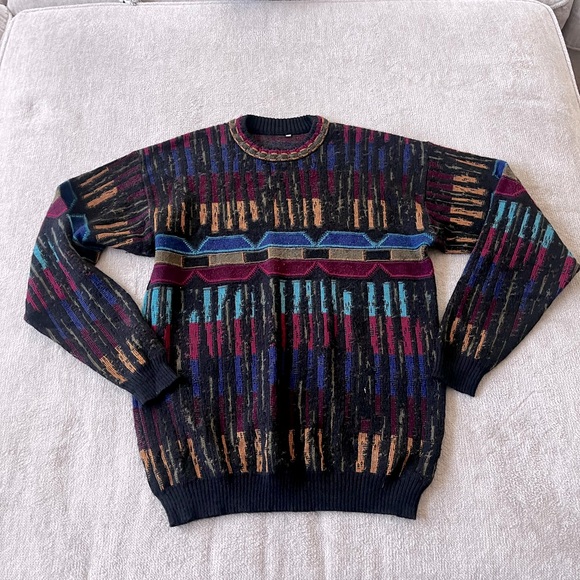 1980's Atlantic Traders Mens Totally 80s Cosby Style Sweater 55% Wool 45% Acryli - Picture 1 of 6